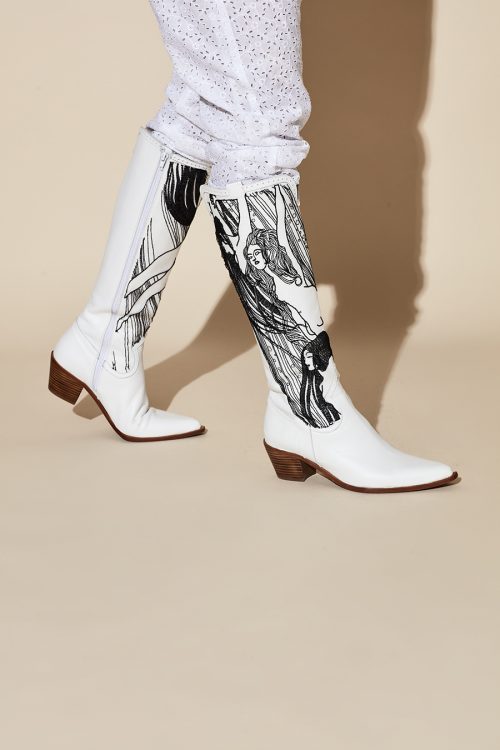 white cowboy western boots embroidered klimt 20-38 yolancris